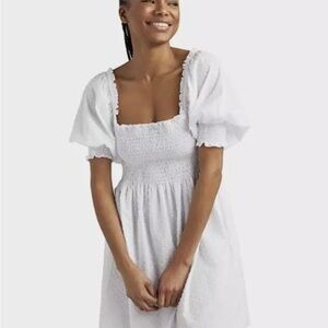 Hill House Athena Nap Dress Mini Puff Sleeve Swiss Dot